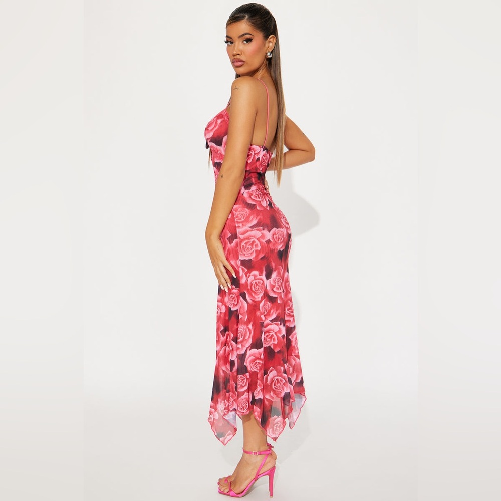 Justify Afternoon Delight Mesh Midi - Red/combo Womens Floral Dress Size Medium - Picture 2 of 9